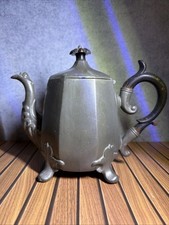 Antique 19th Century Pewter Coffee Pot with Hinged Lid and Angular Handle, Maker Unknown — listing 2