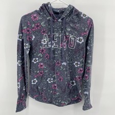 Aeropostale Black Pullover Hoodie with Floral Embroidered AERO NYC Logo — listing 5