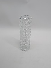 Vintage Pressed Glass Cylinder Vase with Diamond and Swirl Pattern, 8 inches — listing 2