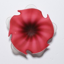 Vintage Red Satin Frosted Glass Bud Vase with Teardrop Body — listing 6
