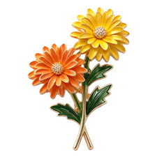 Vintage 1960s Mod Pink Enamel Daisy Brooch and Clip-On Earrings Set