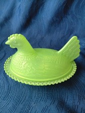 Green Glass Hen on Nest Covered Candy Dish — listing 5