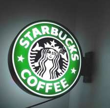 Starbucks Coffee Illuminated Round Wall Sign, Pre-2011 Siren Logo, Light-Up Store Display — listing 2