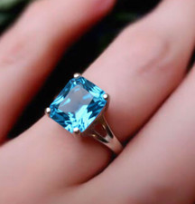 Sterling Silver Blue Topaz & Sapphire Cluster Ring — listing 6