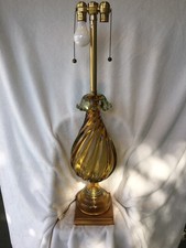 Pair of Mid-Century Marbro Murano Green Glass Obelisk Table Lamps with Brass Fittings — listing 4