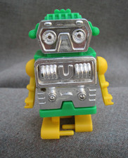 Vintage Battery-Operated Walking Toy Robot, Blue & Yellow Plastic, Unmarked — listing 5
