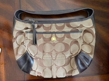 Coach Signature Mini C Jacquard Hobo Shoulder Bag with Tan Leather Trim — listing 4