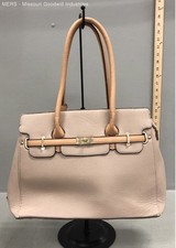 Adrienne Vittadini Gray Pebbled Faux Leather Winged Satchel with Tassel Charm — listing 5