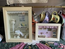 Framed 3D Diorama Shadowbox - Ornate Victorian Bathroom Scene — listing 6