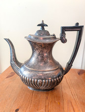 Vintage EPNS Silver Plate Coffee Pot with Black Handle, Made in Sheffield England