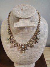 Vintage Rhinestone Choker Necklace with Baguette Stone Stations — listing 4