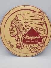 Vintage 1955 Iroquois Beer and Ale Round Cardboard Advertising Sign/Coaster, Iroquois Beverage Corporation Buffalo NY, 11" Diameter — listing 5