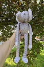 Gray Heathered Knit Plush Elephant Stuffed Animal with White Ears and Feet — listing 4