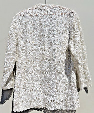 Women's Slate Blue Sequin Lace Long Duster Cardigan/Kimono, Open Front — listing 5
