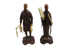 Carved Asian Emperor/Elder Bust Figurine with Robes and Tall Hat — listing 4