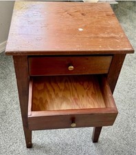 Painted Wood Single-Drawer Side Table with Turned Legs and Lower Shelf — listing 2