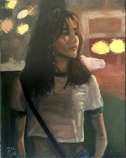Original Contemporary Acrylic Portrait Painting of a Woman on Canvas Yes - signed/labeled on back — listing 4