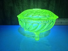 Vintage Green Uranium Glass Wine Goblet with Block Optic Pattern — listing 4