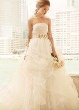 White by Vera Wang Strapless Blush Tricolor Tulle A-Line Wedding Dress — listing 4