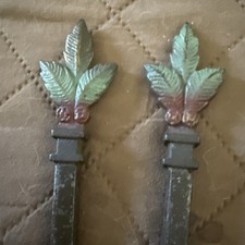 Pair of Decorative Gilt Resin Curtain Rod Finials with Acanthus Leaf Motif — listing 2