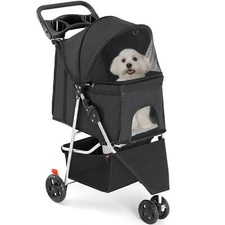 Purple 3-Wheel Pet Stroller for Dogs/Cats with Mesh Canopy — listing 2