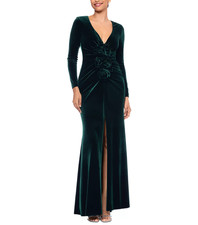 Betsy & Adam by Linda Bernell Black Velvet Beaded Empire-Waist Cocktail Dress, Size 14 — listing 4
