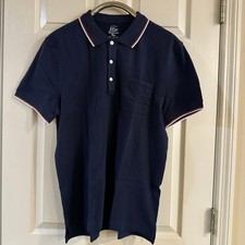 J.Crew Men's Tipped Piqué Polo Shirt, Heather Blue, Size L — listing 2