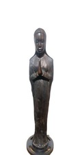 Hand-Carved Ebony Wood Madonna / Praying Nun Figure — listing 3