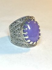 Sterling Silver Marcasite Ring with Lavender Cabochon (Prong-Set Oval) — listing 2