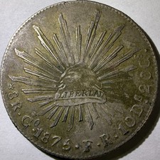 1875 Mexico 8 Reales Silver Coin (Cap and Rays) — listing 6