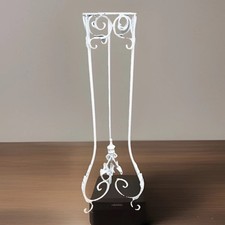 Vintage Wrought Iron Tole Three-Tier Plant Stand with Leaf and Bird Motif — listing 3