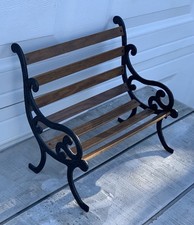 Decorative Wrought Iron Doll-Size Settee Bench with Cushion (Cream Scrollwork) — listing 5
