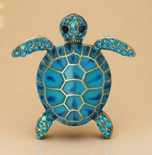 Rhinestone Studded Turtle Brooch/Pendant with Pave Crystal Shell — listing 5
