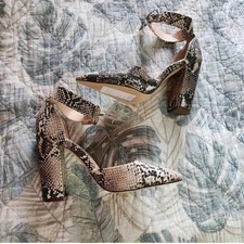 Snakeskin Print Block Heel Ankle Booties with Side Cutouts — listing 4
