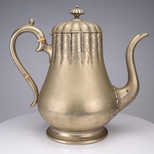 Antique Pewter Gooseneck Coffee Pot with Hinged Lid and Finial — listing 5