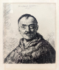 Old Master-Style Portrait Painting of a Young Man in Beret (After Rembrandt), Carved Giltwood Frame — listing 6