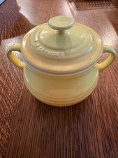 Le Creuset Stoneware Blue Sugar Bowl with Lid and Ceramic Spoon — listing 5