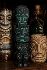 Hand-Carved Wood Tiki God Sculpture, 10" Tall, Dark Wood Finish (Marked 3787) — listing 5