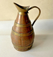 miniature brass Vintage Miniature Copper and Brass Pitcher / Creamer with Banded Trim — listing 5