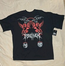 On The Low (OTL) Black Graphic T-Shirt with Winged Crowned Skull, Size L — listing 5