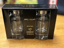 John + Michael Glass Salt and Pepper Shaker Set, Clear Glass with Stainless Steel Tops, Boxed — listing 6