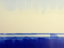Original Abstract Monotype on Deckle-Edge Paper, Blue Composition — listing 6