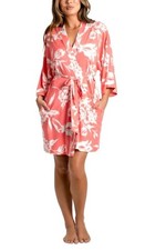 Linea Donatella Women's Ivory Satin Long Robe with Polka Dot Pattern and Lace Trim, Size L — listing 4