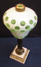 Vintage Green Glass Miniature Oil Lamp with Chimney Shade — listing 3