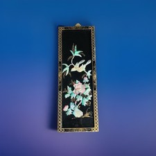 Chinese Black Lacquer Mother-of-Pearl Wall Panels, Set of 3 (Geisha Garden Scene) — listing 4