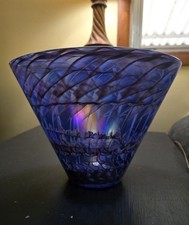 Vintage Hand-Blown Clear Glass Bowl with Iridescent Sheen — listing 5