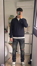 Tommy Hilfiger Men's Zip-Up Sweatshirt/Jacket with Signature Red-White Stripe Collar, Size M — listing 6