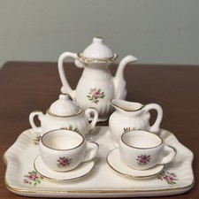 Vintage Hand-Painted Porcelain Miniature Tea Set with Floral Rose Decoration — listing 5