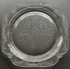 Amber Depression Glass Square Bowl, Madrid Pattern