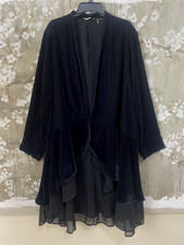 Black Crushed Velvet Open-Front Duster Jacket / Cardigan — listing 4